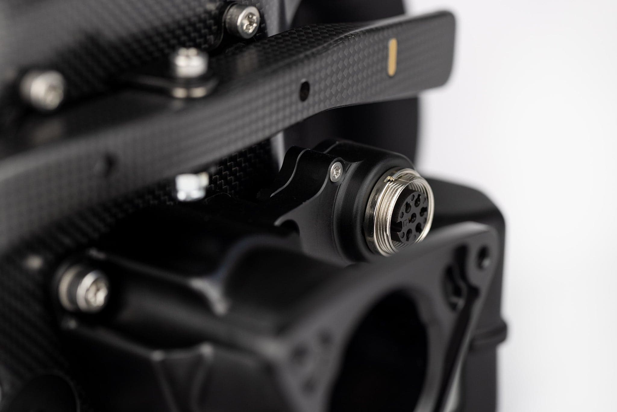 Carbon fibre weave and shifter detail on the Sim-Lab Mercedes F1 wheel