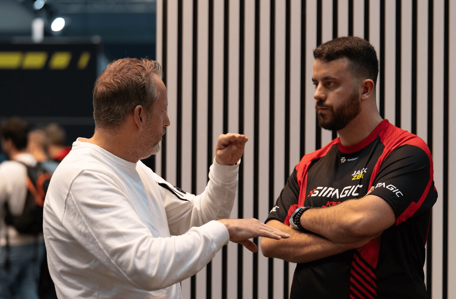 Deep in conversation at the expo